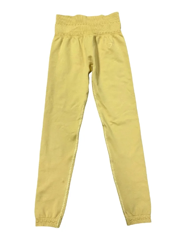 Fashion And Simplicity Yellow Athletic Leggings Gym Shark, Size S