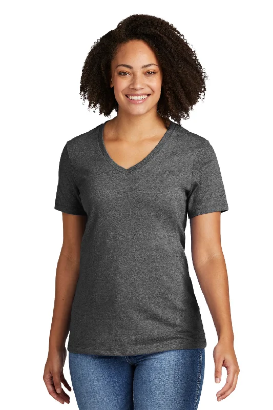 American Style Allmade Womens Recycled Short Sleeve V-Neck T-Shirt - Heather Charcoal Grey