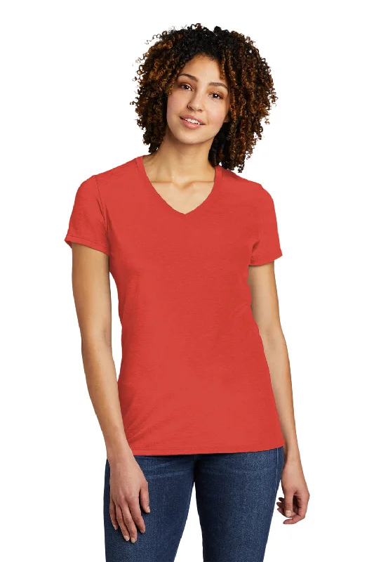 Energy Plan Allmade Womens Short Sleeve V-Neck T-Shirt - Desert Sun Red