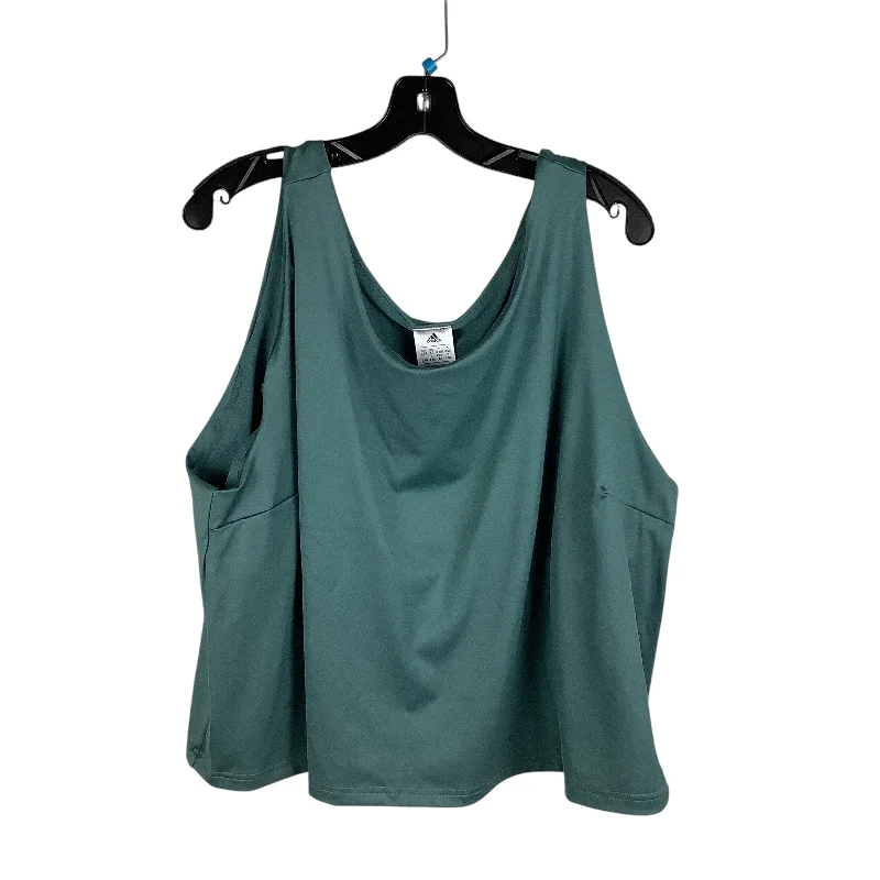 Celebrity Style Athletic Top Short Sleeve By Adidas In Green, Size: 4x