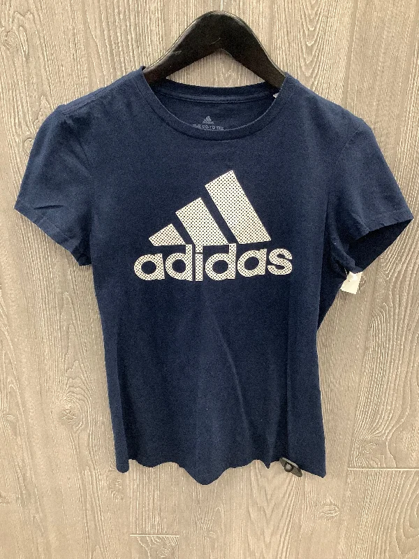 Warm Chic Athletic Top Short Sleeve By Adidas In Navy, Size: S