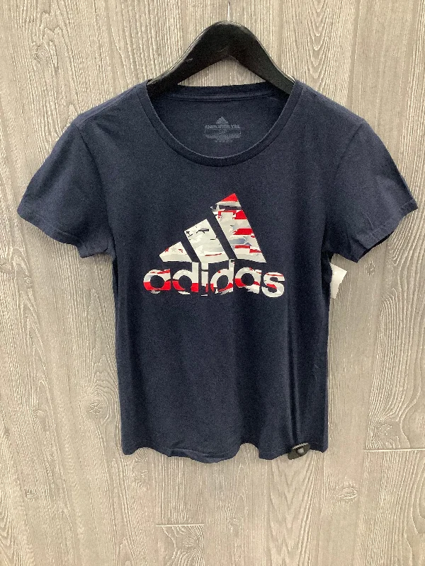 Simple Looks Athletic Top Short Sleeve By Adidas In Navy, Size: S