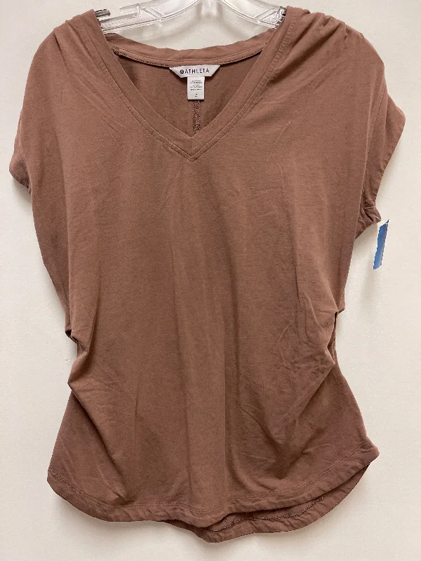 Athletic Top Short Sleeve By Athleta In Brown, Size: L