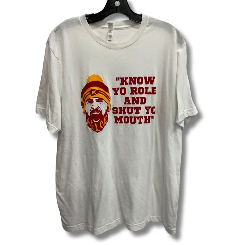 High-end Wear Athletic Top Short Sleeve By Bella + Canvas In Red & White, Size: Xl