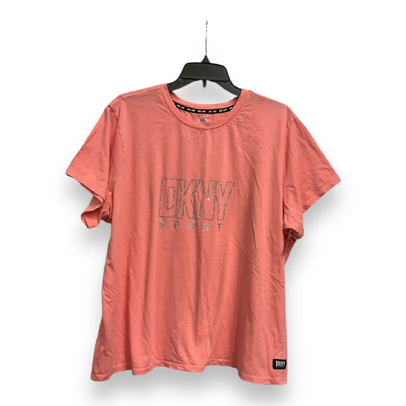 Youthful Street Fashion Athletic Top Short Sleeve By Dkny In Pink, Size: 2x