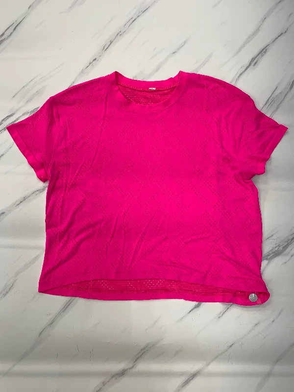 Simple Solid Color Athletic Top Short Sleeve By Lululemon In Pink, Size: 12