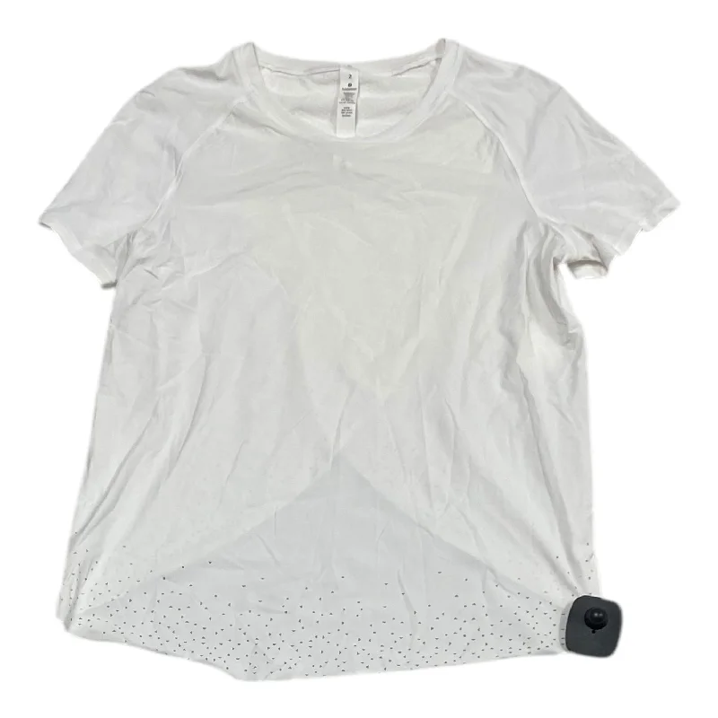 Athletic Top Short Sleeve By Lululemon In White, Size: 2