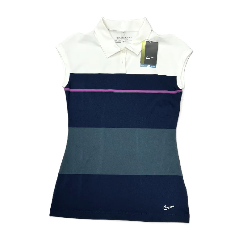 Bright Colors Athletic Top Short Sleeve By Nike Apparel In Blue & White, Size: Xs