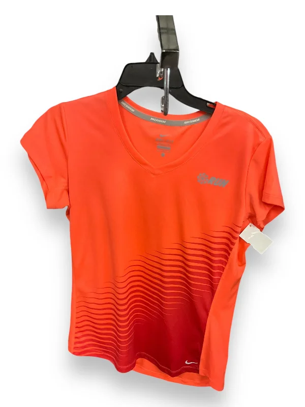British Style Athletic Top Short Sleeve By Nike Apparel In Orange, Size: L