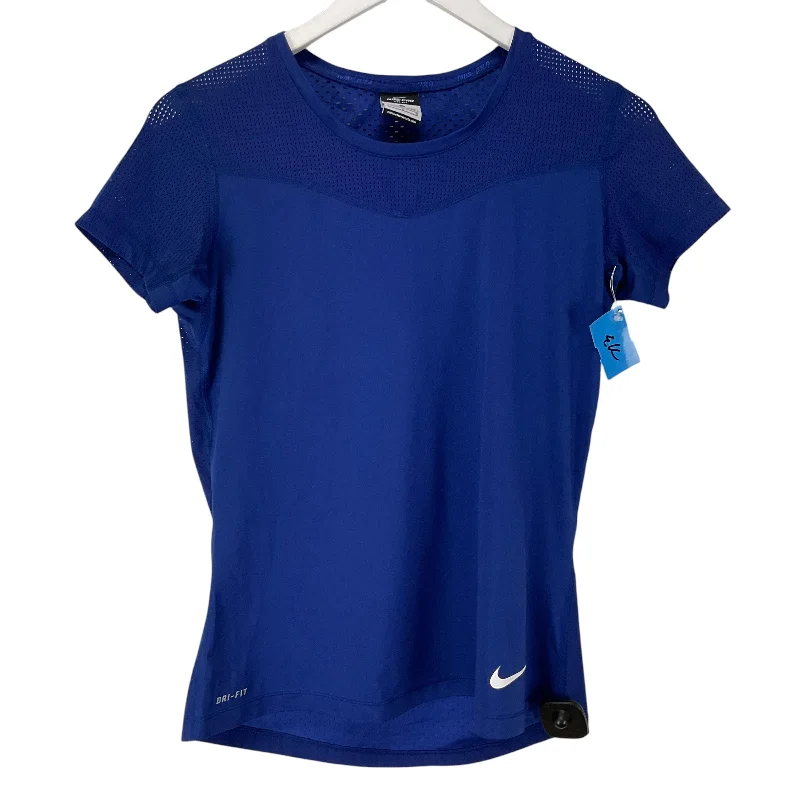 All-Day Comfort Athletic Top Short Sleeve By Nike In Blue, Size: L