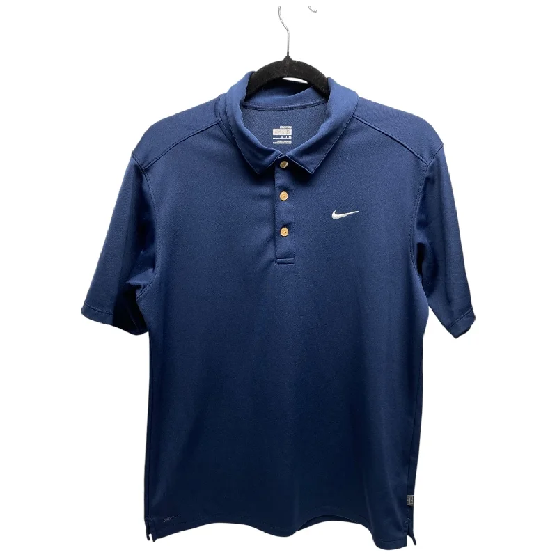Light Dressing Athletic Top Short Sleeve By Nike In Nautical Print, Size: S