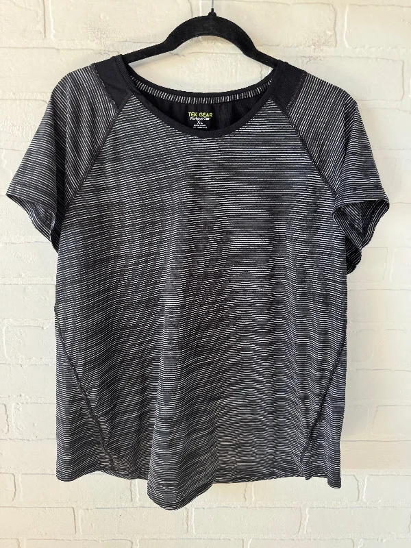 Elegant Style Athletic Top Short Sleeve By Tek Gear In Black & Grey, Size: Xl