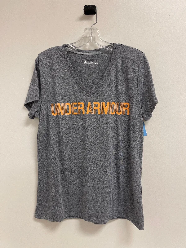 Soft Tops Athletic Top Short Sleeve By Under Armour In Grey, Size: L