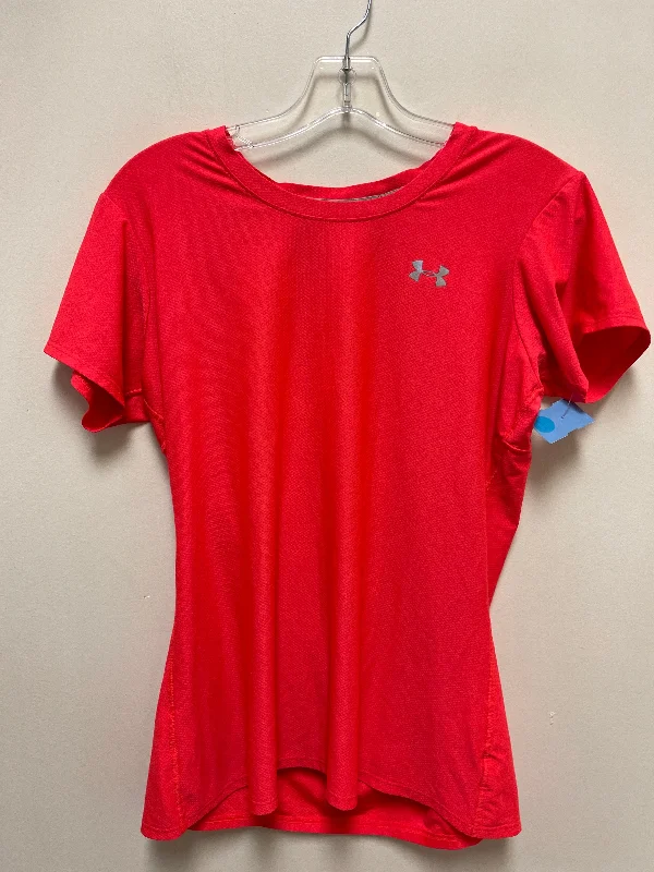 Moisture wicking Athletic Top Short Sleeve By Under Armour In Pink, Size: Xl