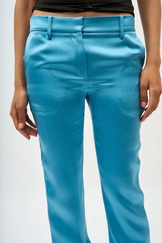 Relaxed Fits Silk Skinny Aquamarine Trousers