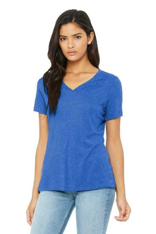 Comfortable Dresses Bella + Canvas Womens Short Sleeve V-Neck T-Shirt - True Royal Blue