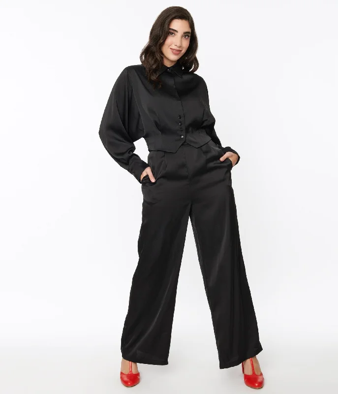 Soft Casuals Black Satin Eva Suit Set