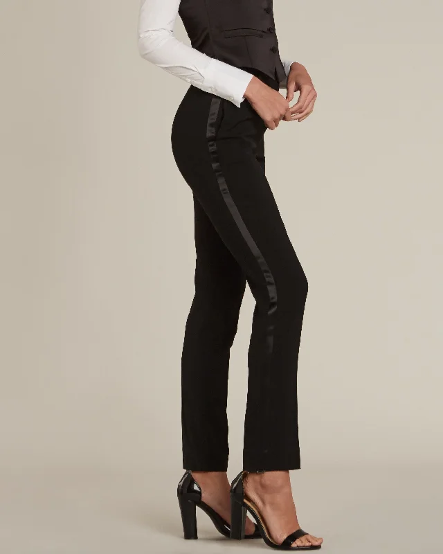 Casual Chic Wear Black Slim Fit Tuxedo Pants