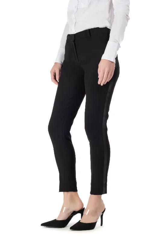 Layered Comfort Black Ultra Slim Fit Tuxedo Pants w/ Satin Back Pocket