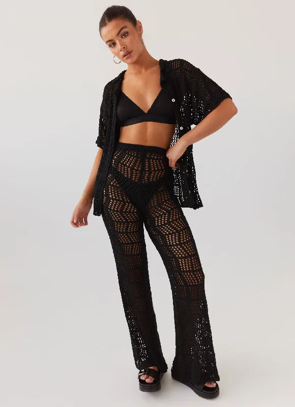 Relaxed Fits Cabo Paradise Crochet Pants - Black