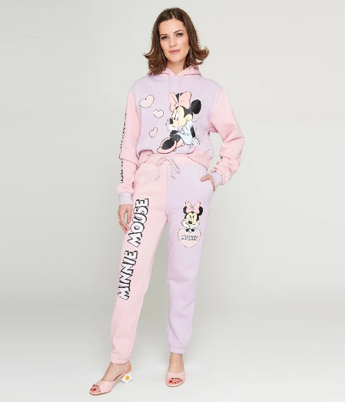 Cozy Essentials Cakeworthy Pink & Purple Colorblock Minnie Mouse Joggers