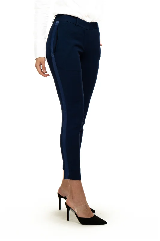 Trendy Items Royal Navy Ultra Slim Fit Tuxedo Pants w/ Satin Back Pocket