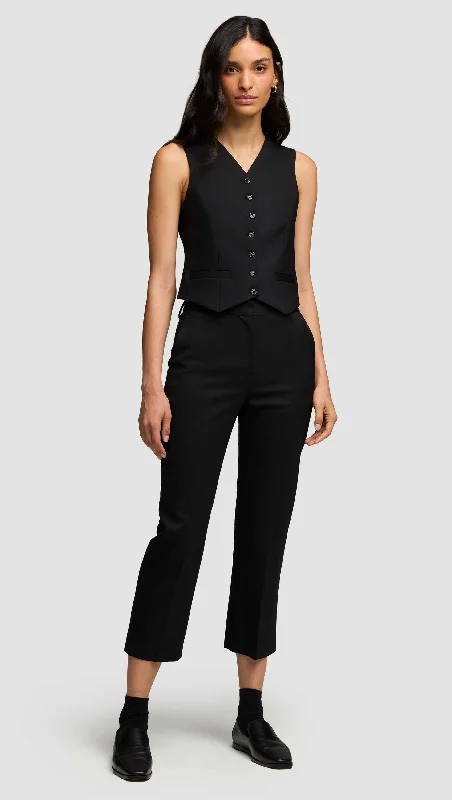 American Style Cropped Straight Leg Trouser in Seasonless Wool | Black