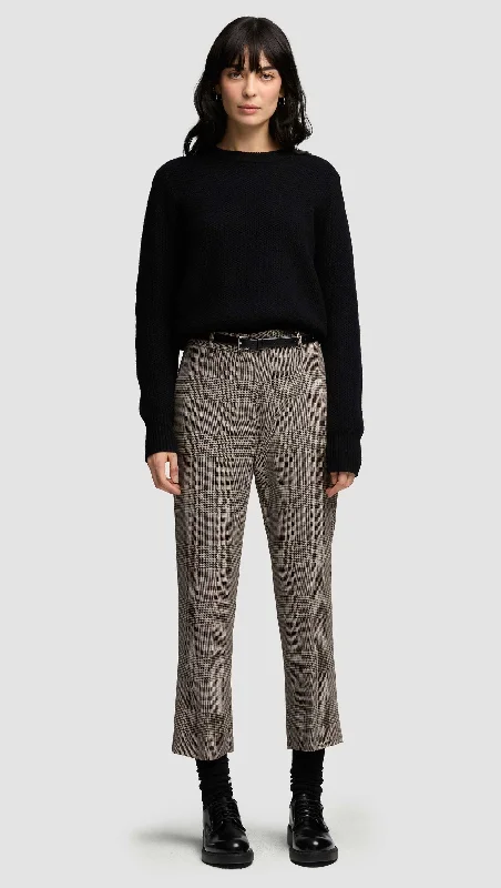 Sports Trend Cropped Straight Leg Trouser in Wool | Plaid Houndstooth