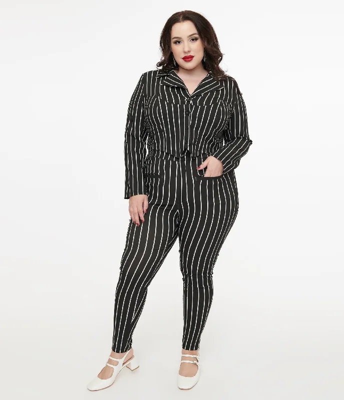 High-quality Fabrics Tim Burton’s The Nightmare Before Christmas by Unique Vintage Plus Size Black & White Stripe Jack Skellington Stretch Pants High-quality Fabrics Tim Burton’s The Nightmare Before Christmas by Unique Vintage Plus Size Black & White Stripe Jack Skellington Stretch Pants