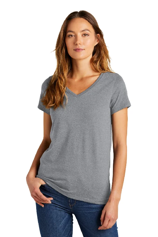 Breathable Comfort District Womens The Concert Short Sleeve V-Neck T-Shirt - Heather Grey