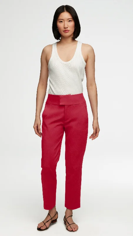 Elegant Casuals Flex Waist Trouser in Performance Cotton | Raspberry