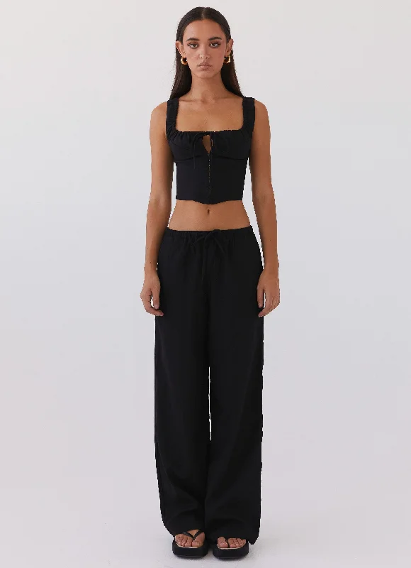 Soft Trends Fresh Face Linen Pants - Black