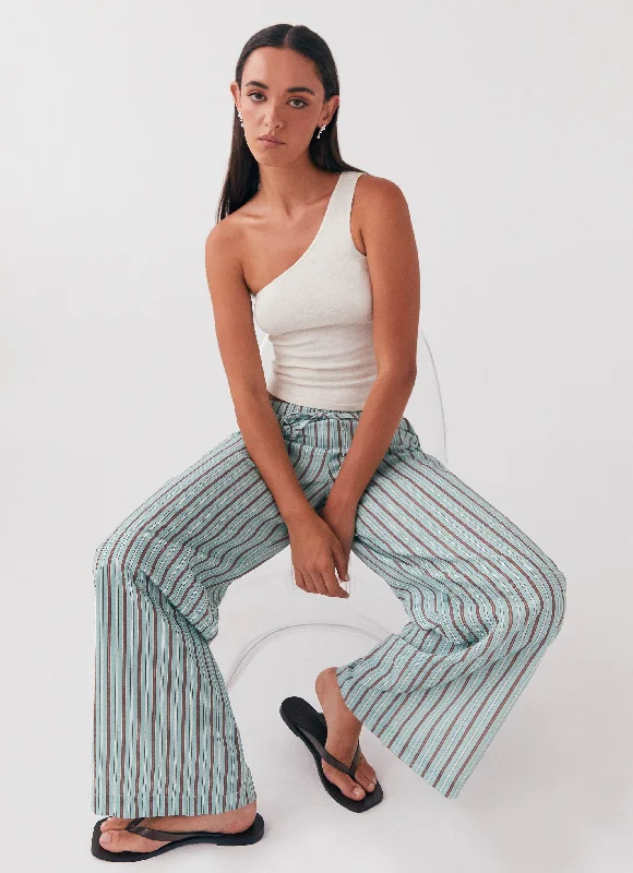 Cozy Apparel Fresh Face Linen Pants - Coastal Stripe
