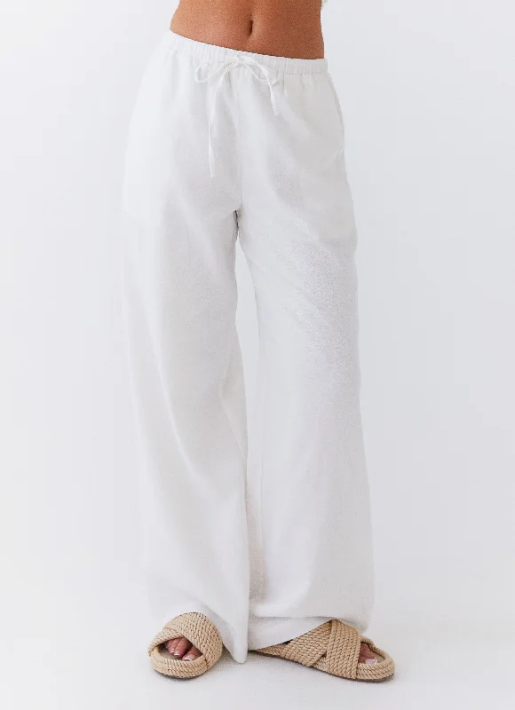 Comfortable Lifestyle Fresh Face Linen Pants - White