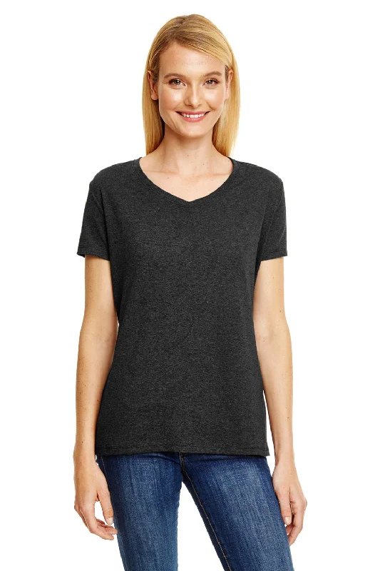 Elegant Fit Hanes Womens X-Temp FreshIQ Moisture Wicking Short Sleeve V-Neck T-Shirt - Solid Black Elegant Fit Hanes Womens X-Temp FreshIQ Moisture Wicking Short Sleeve V-Neck T-Shirt - Solid Black