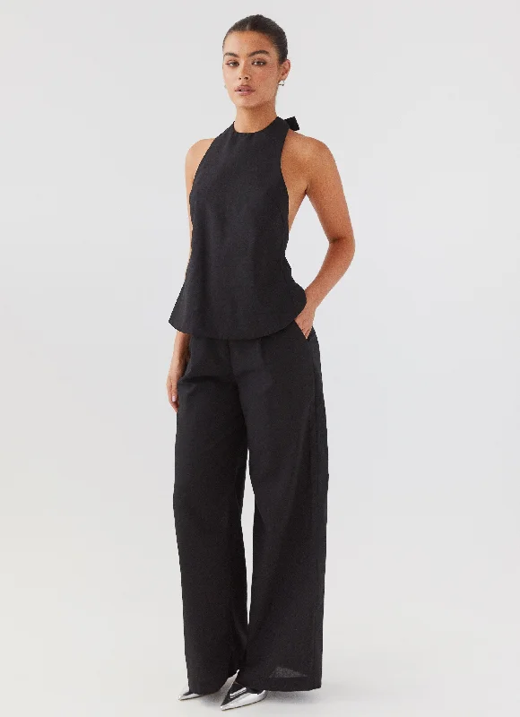 Comfortable Fitwear Heatwave Linen Wide Leg Pants - Black