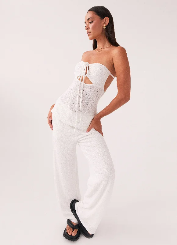 Relaxed Fashion Jadey Waffle Pants - White