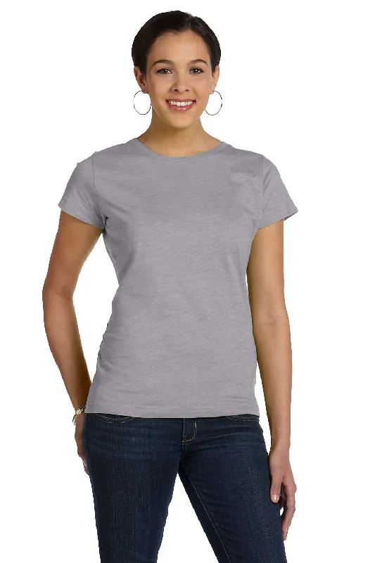 Chic Outfits LAT Womens Fine Jersey Short Sleeve Crewneck T-Shirt - Heather Grey