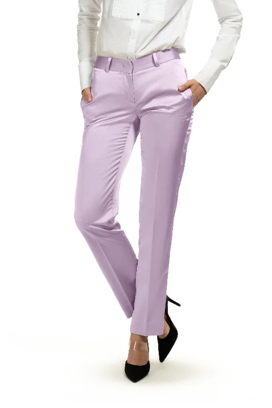 Relaxed Clothing Lavender Satin Slim Fit Tuxedo Pants w/ Satin Back Pocket