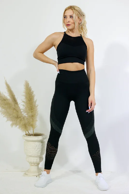 Casual Comfort Legging and High Neck Top Set - Black