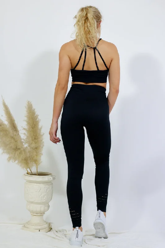 Soft Tops Legging and Thin Strap Top Set - Black