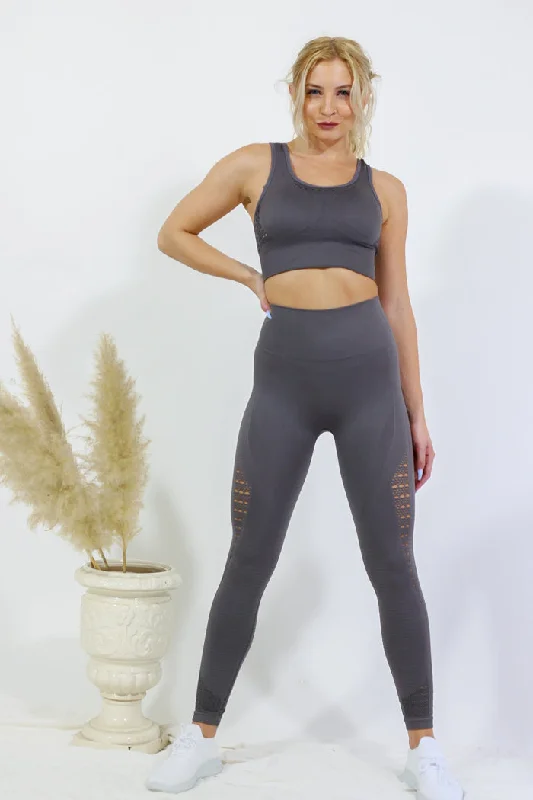 Relaxed Fashion Legging and Top Set - Dark Grey