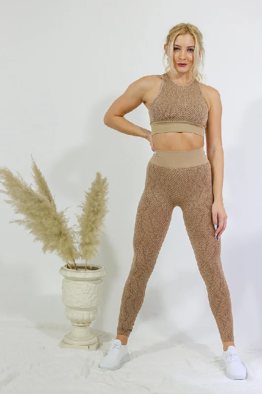 Cozy Fashion Trends Legging and High Neck Top Set - Snake Print