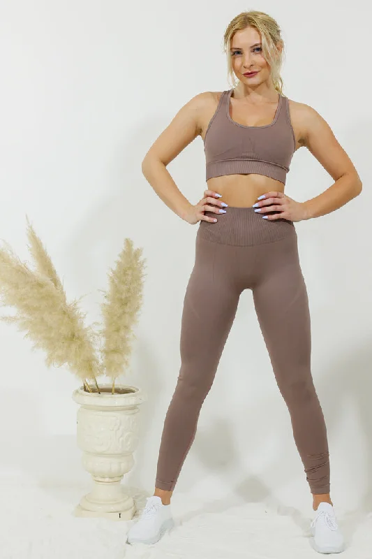 Versatile Comfort Wear Legging and Top Set - Tan