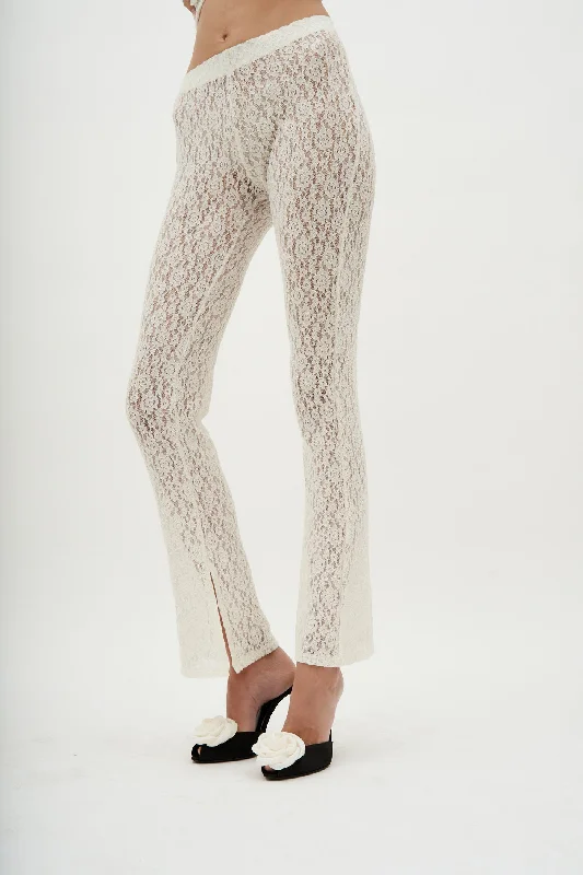 Warm Comfort Low Rise Off White Lace Legging