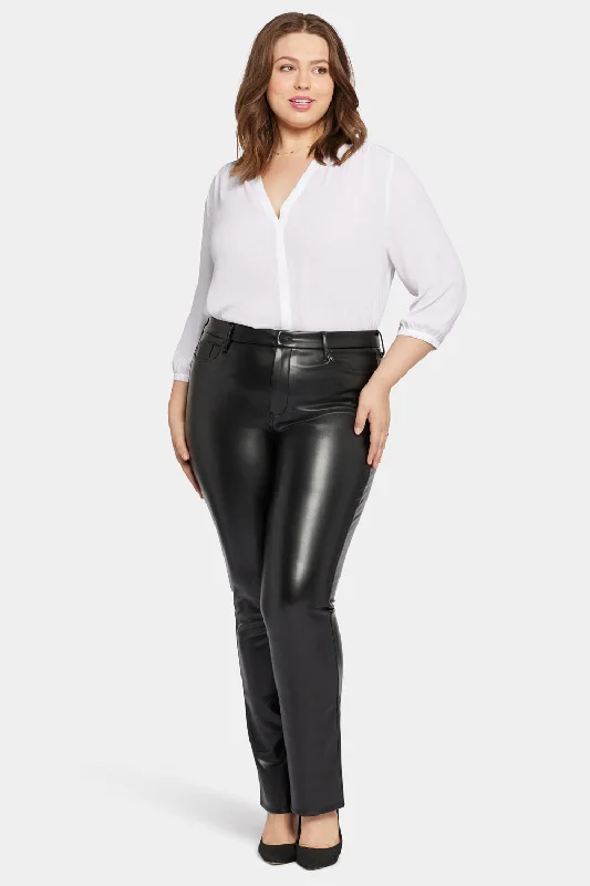 Faux Leather Marilyn Straight Pants In Plus Size - Black