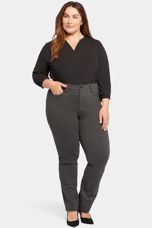 Marilyn Straight Pants In Plus Size - Charcoal Heathered