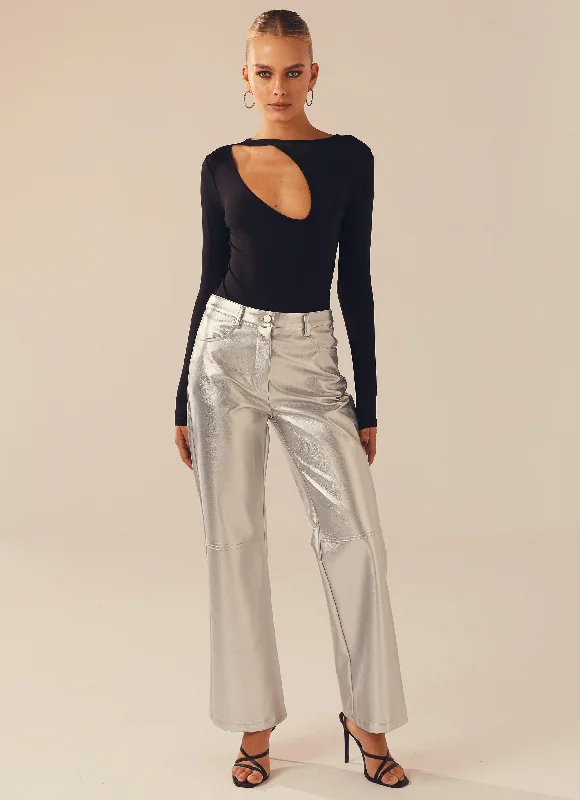 Beautiful Romance Moonlight Memories Pants - Silver PU