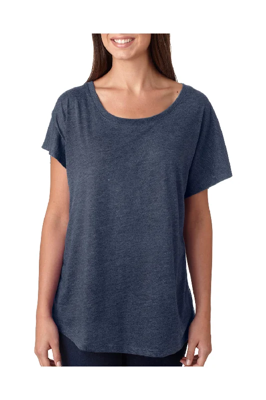 French Style Next Level Womens Dolman Jersey Short Sleeve Scoop Neck T-Shirt - Indigo Blue