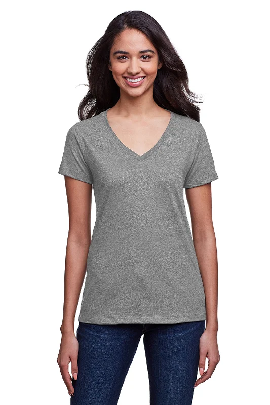 Sports Cool Next Level Womens Eco Performance Moisture Wicking Short Sleeve V-Neck T-Shirt - Heather Dark Grey - Closeout